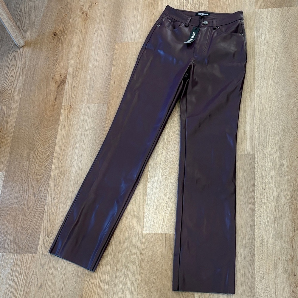Steve Madden Women's faux leather High Rise Plum pants - Picture 2 of 2